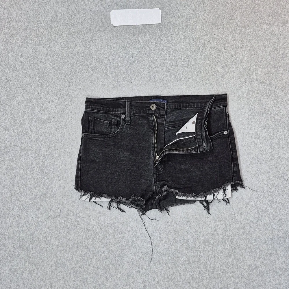 Levi's 512 Women Shorts 33 Black Denim Slim Taper Frayed 2